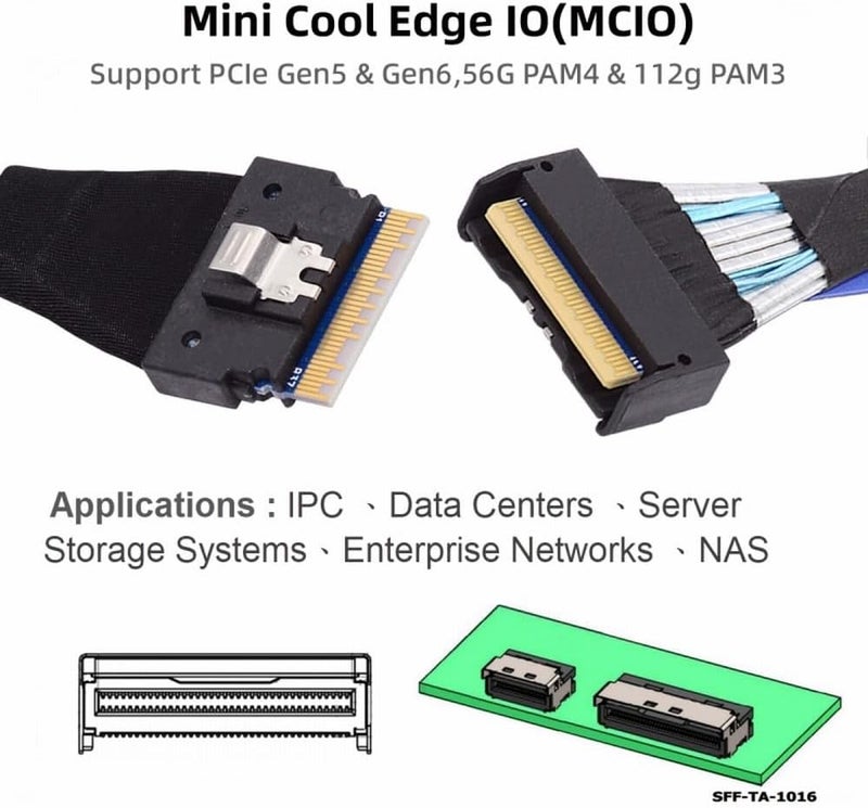 CY Cable PCI-E 5.0 Mini Cool Edge IO MCIO PCI-E 8i 74Pin Male to Slimline SFF-8654 SAS 4.0 74Pin Male Extender Cable 50cm - Image 4